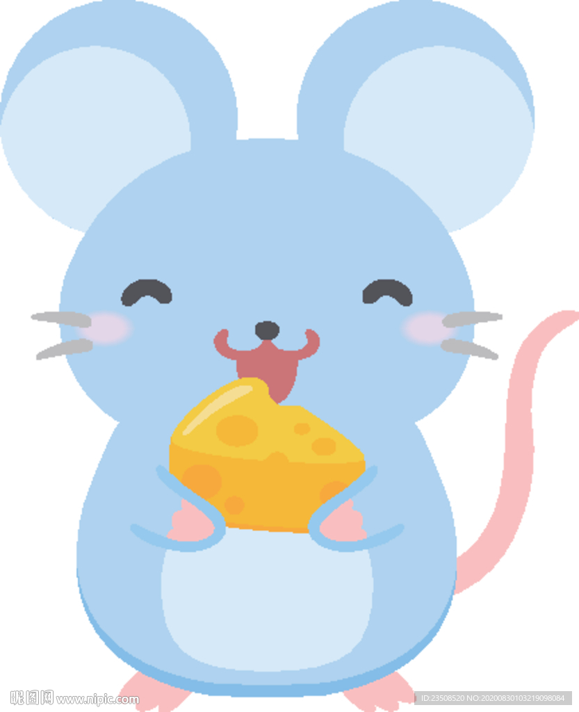 卡通老鼠吃奶酪插画图标
