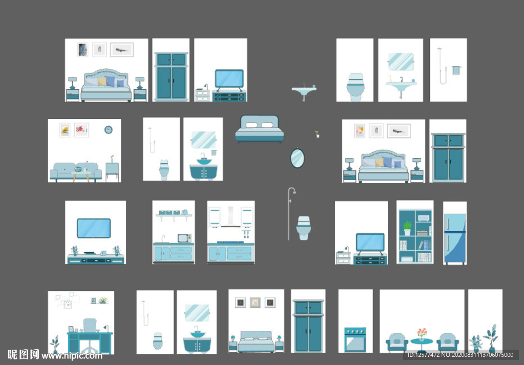 清水样板房 矢量 户型家装家具