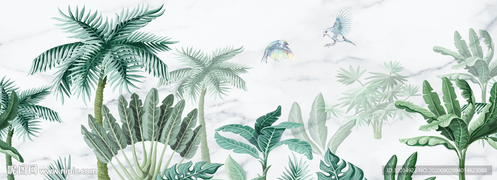 北欧 简约 抽象 手绘 树叶