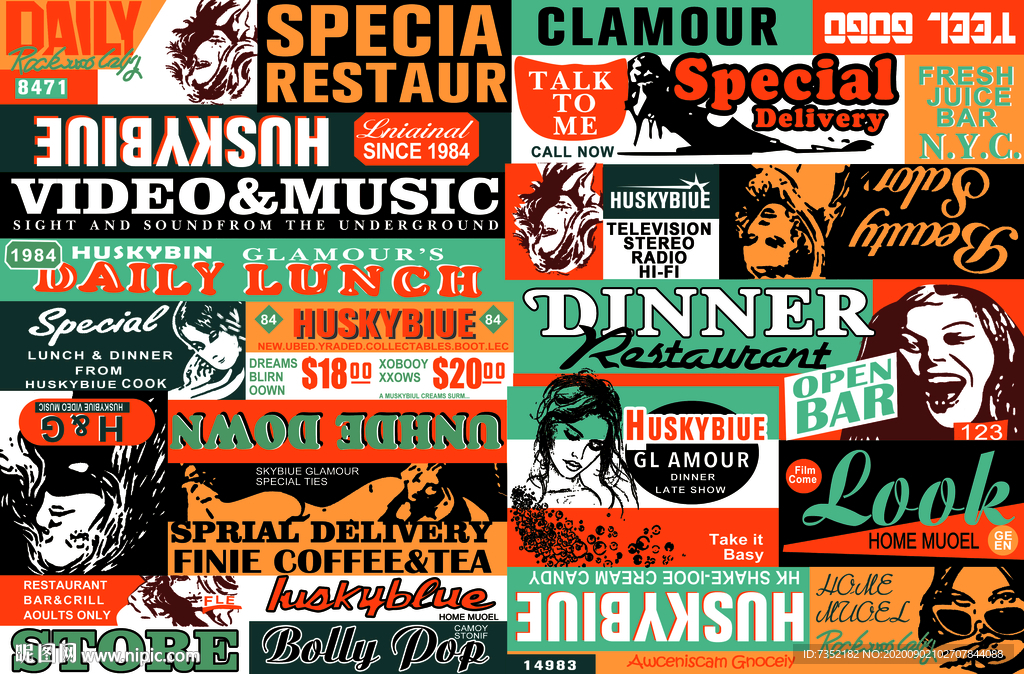 英文报纸 头像 四方连续