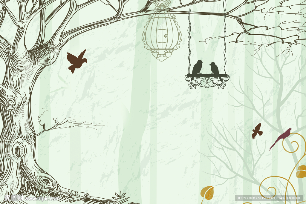 立体抽象树背景墙图片