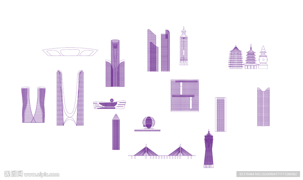 杭州地标建筑矢量图