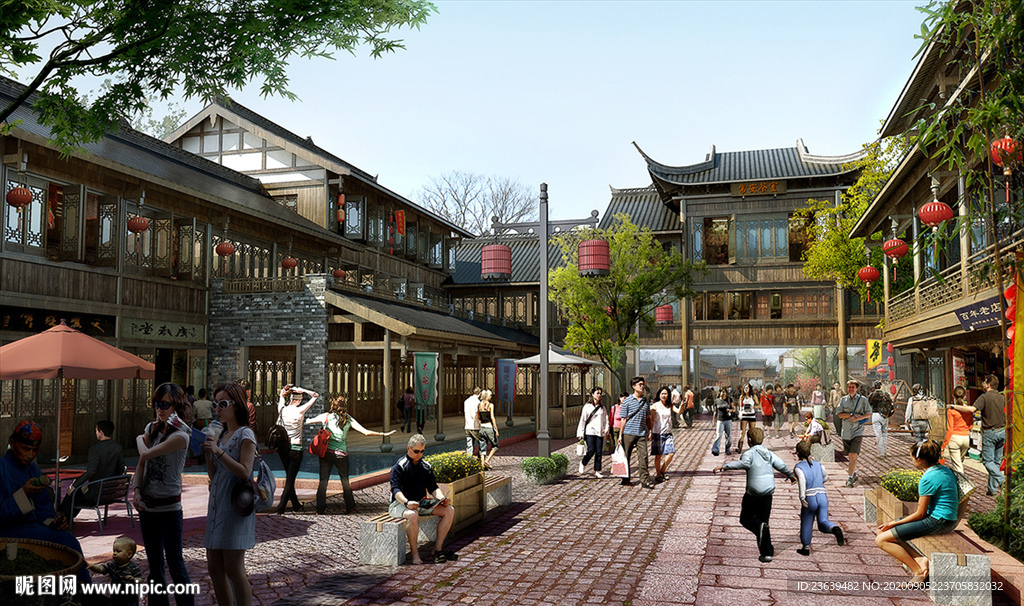 古镇老街商业街效果图