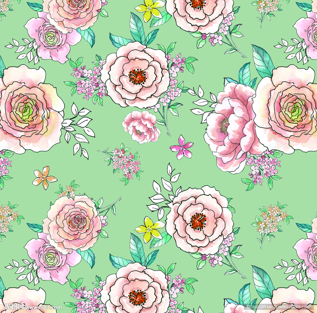 花朵  花型 大牌 手绘 水彩