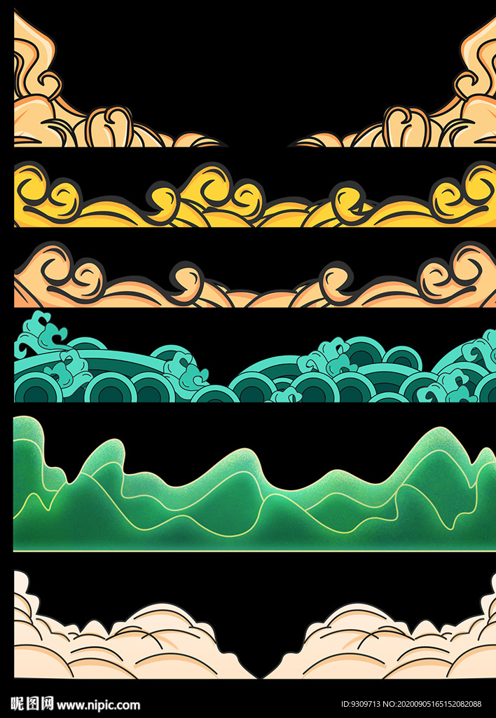 春节国潮祥云抽象云边框素材