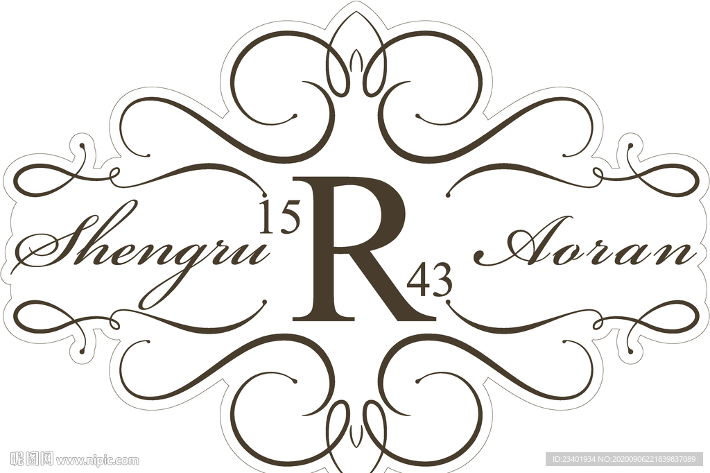 婚礼吊牌水牌欧式花纹边框