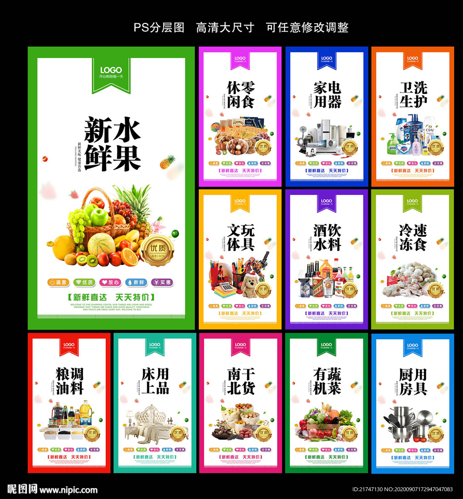 高清超市分区指示牌设计