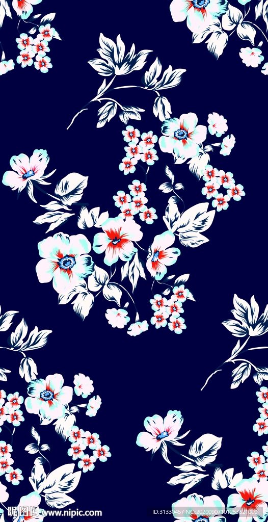 手绘山茶花 碎花裙