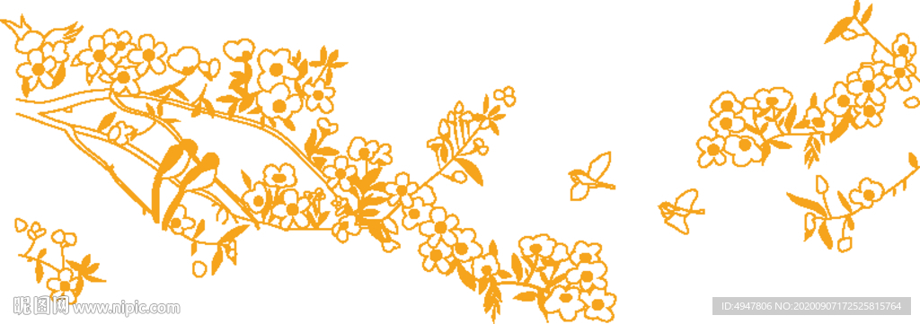 花树与鸟矢量图