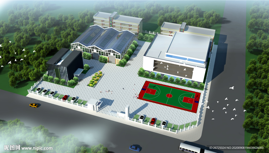 工厂规划设计整体俯视鸟瞰效果图