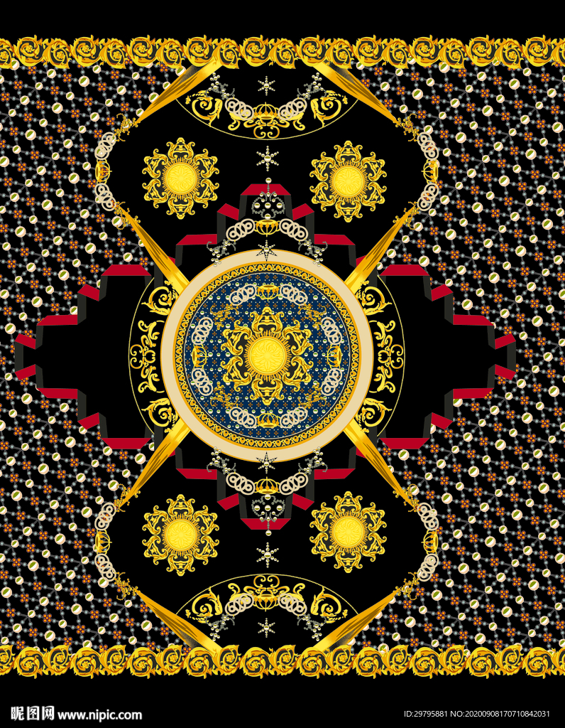 数码 印花 大牌 欧式 花纹