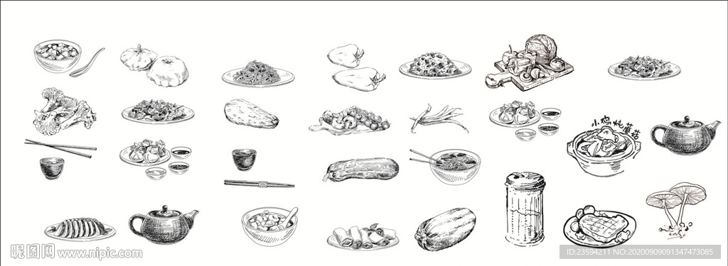 菜品线稿 线条图