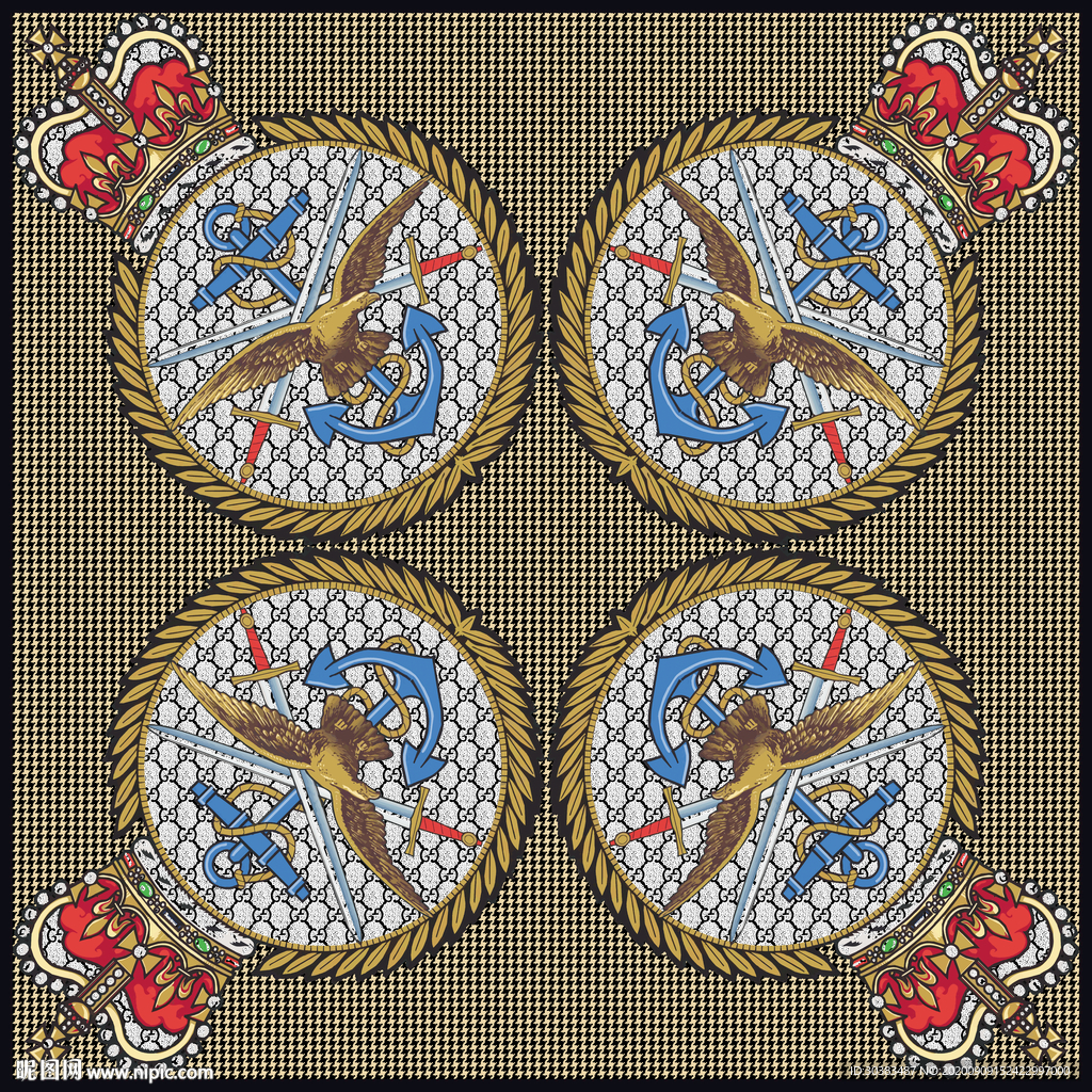 鹰宝剑船锚方巾