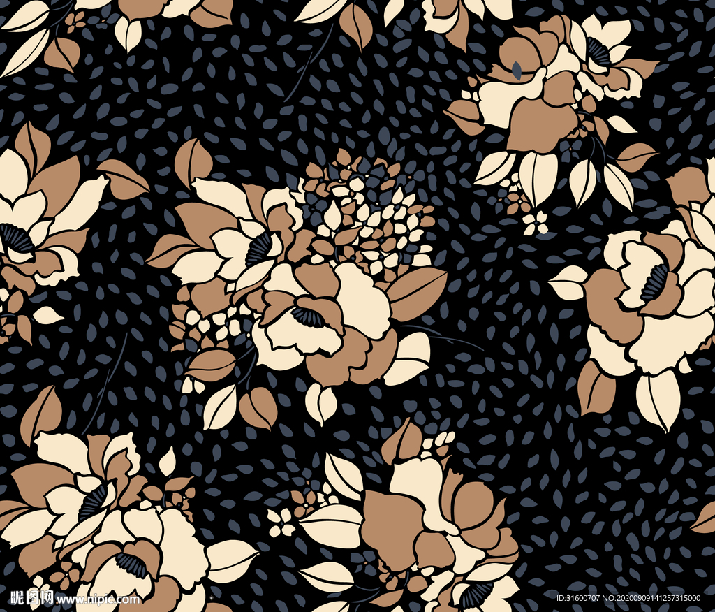 满底叶子手绘植物大花