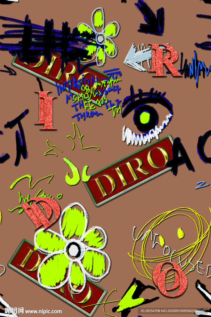 大牌 字母 卡通 笔刷 抽象