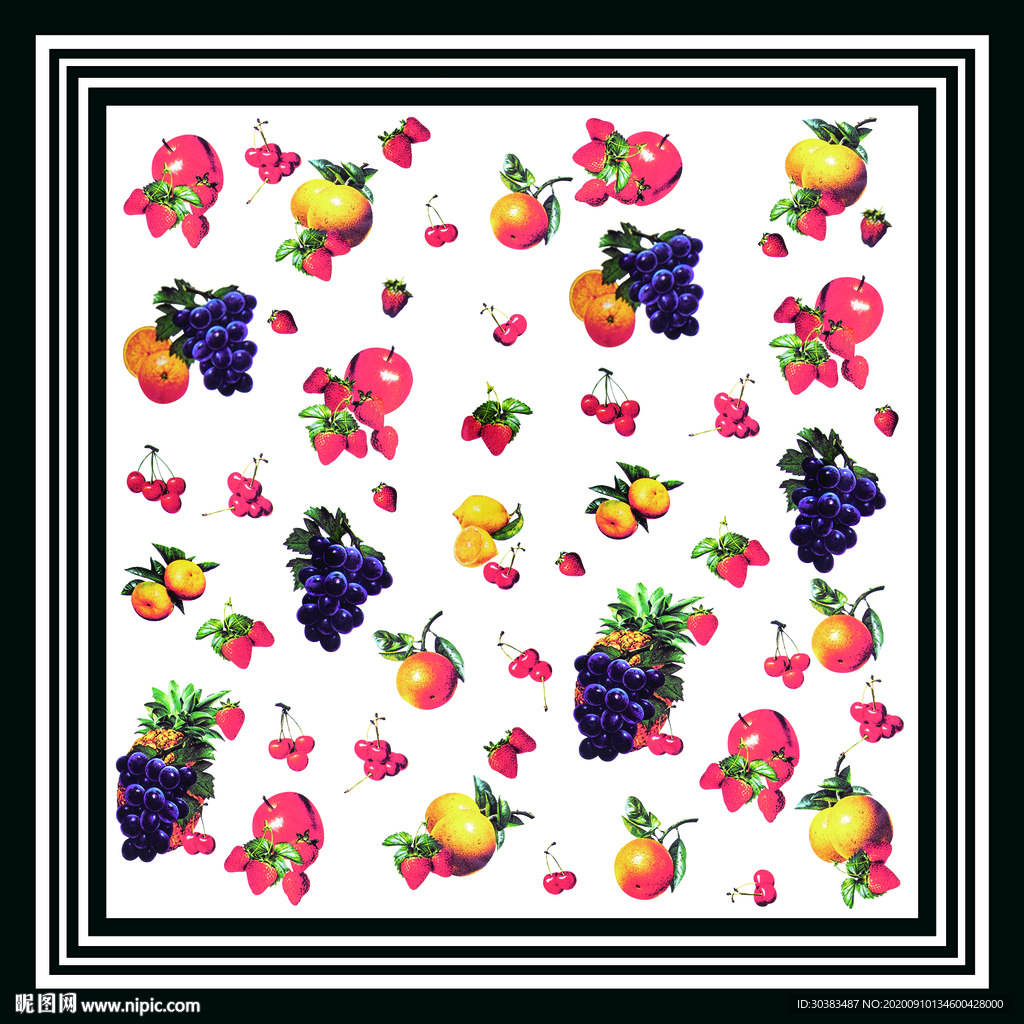 水果花方巾分层