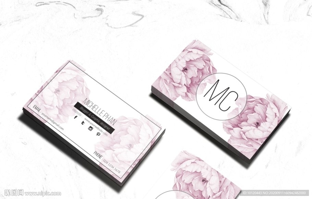 商业名片卡片花纹女性粉色