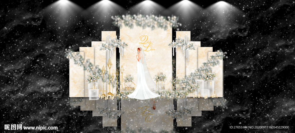 香槟色婚礼迎宾区