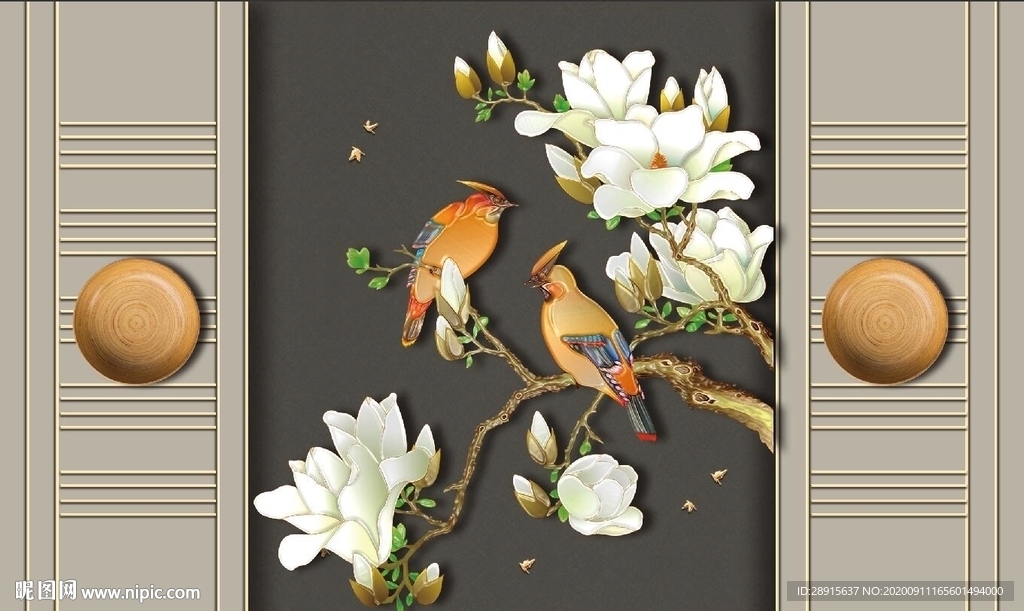 工笔画 玉兰花开 花鸟