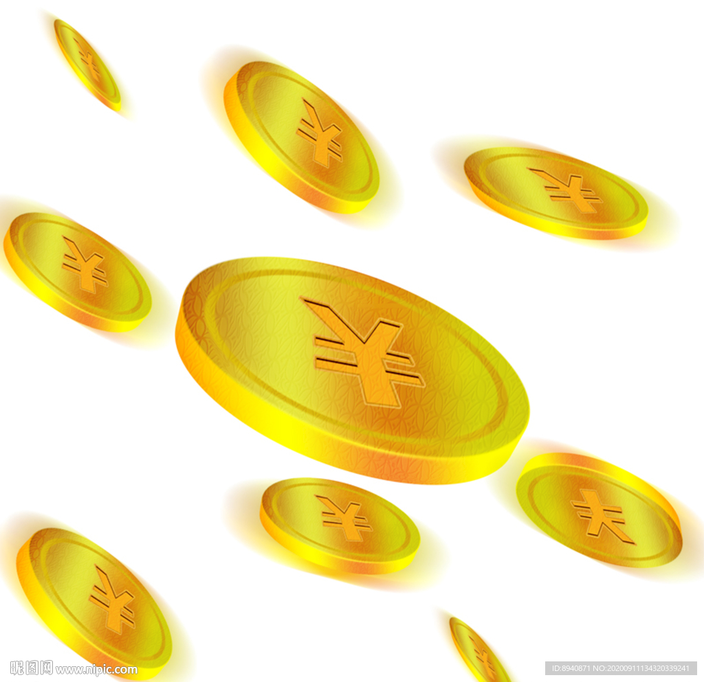 高清散落的金币黄色矢量素材黄金