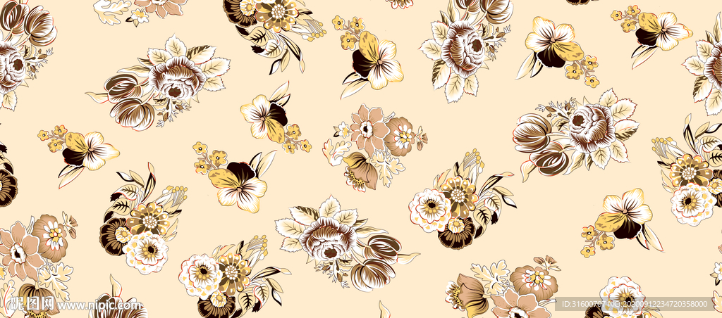 手绘个性线条叶子大花