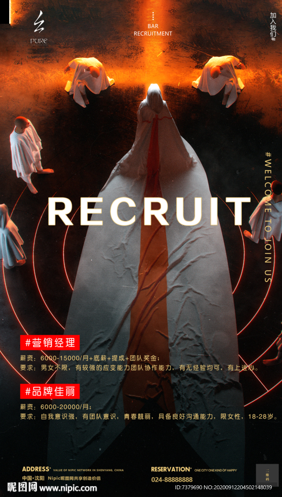 夜店酒吧招聘海报