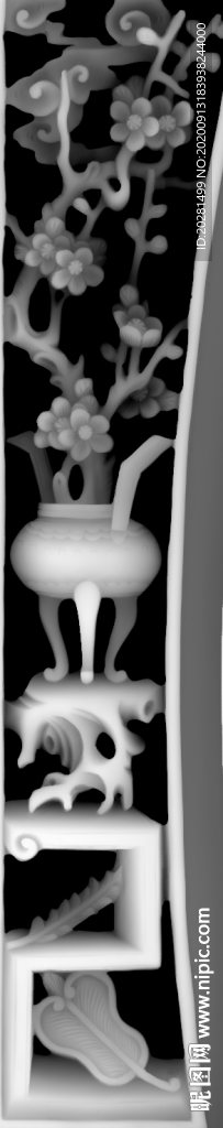 花瓶灰度图 梅花