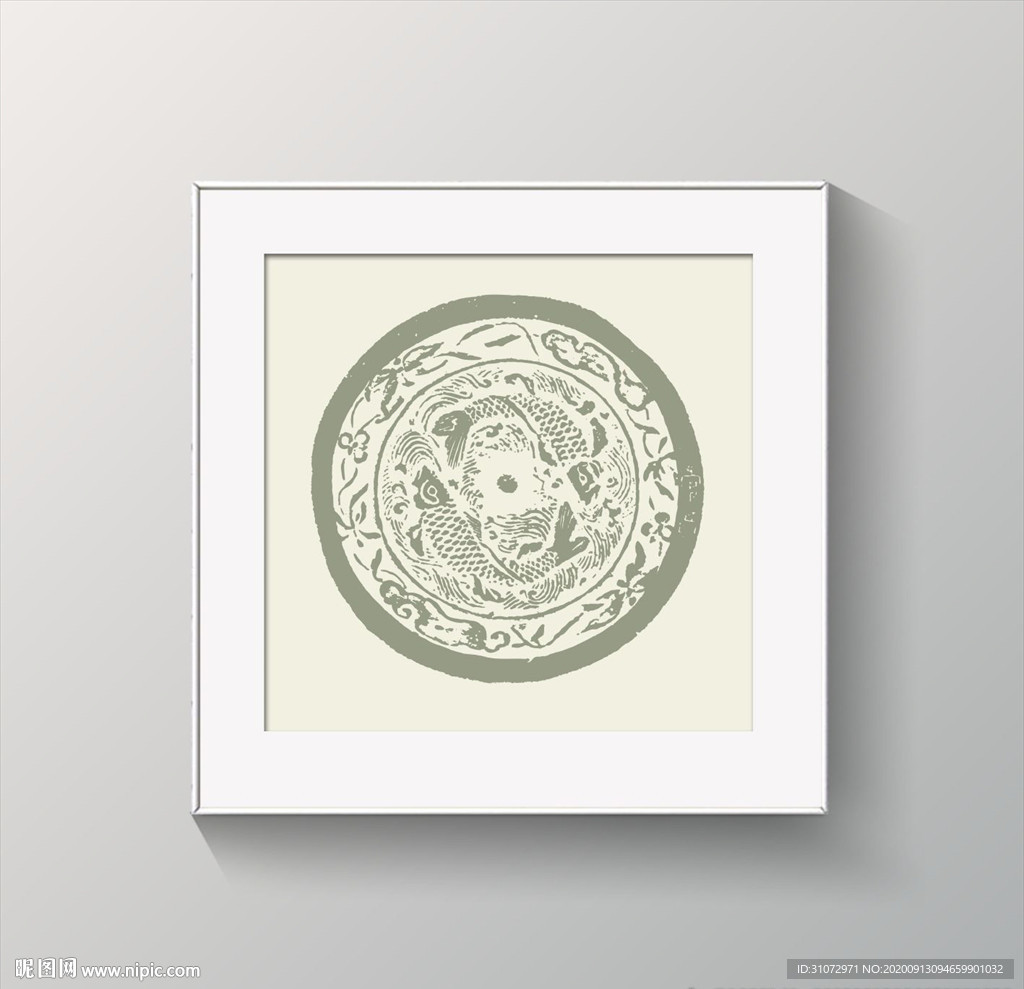 鱼纹花纹雕花装饰图案