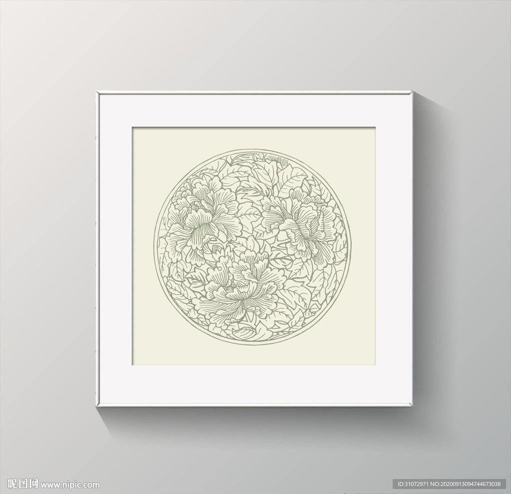 牡丹花纹雕刻装饰图案