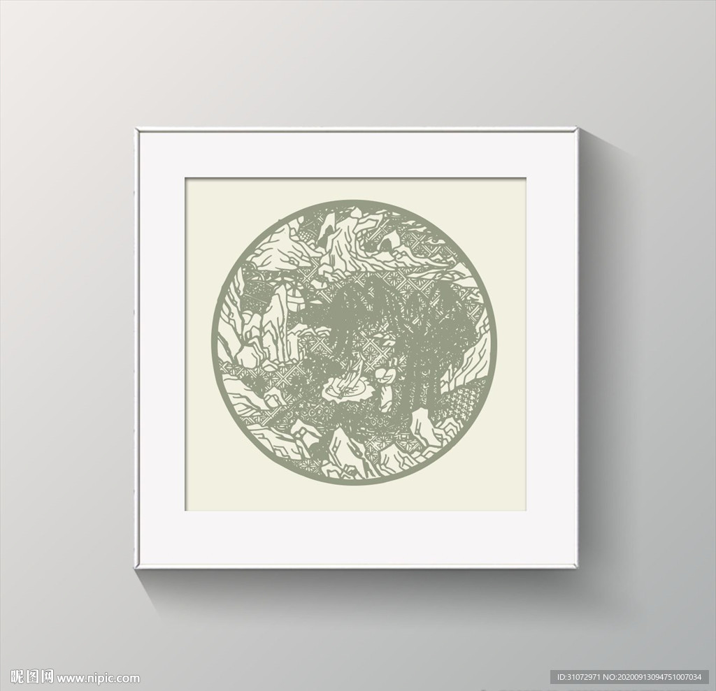 山水雕刻图案装饰