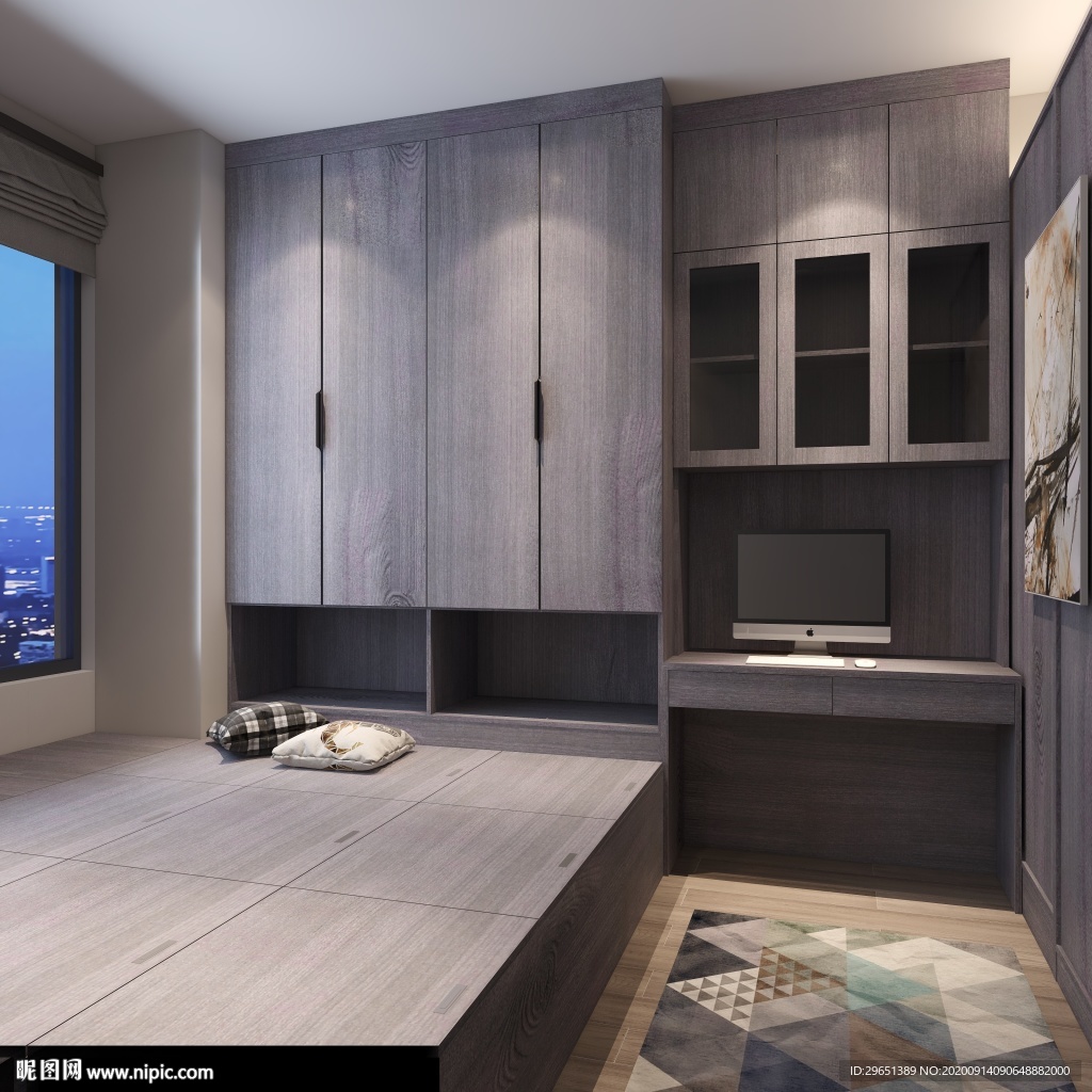 轻奢北欧风榻榻米书柜