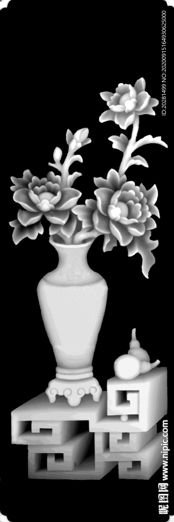 花瓶灰度图 玫瑰花