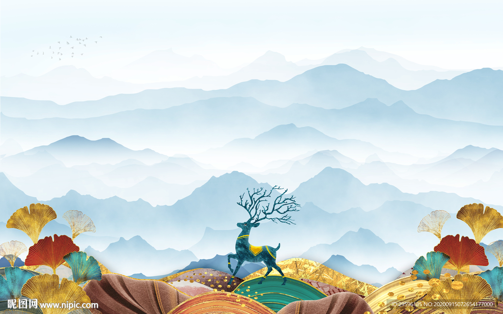 大气 新爆卖山水画 tif分层