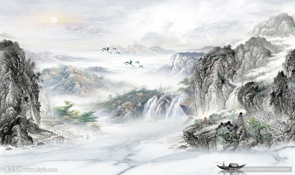 国画山水意境新画 TIF分层