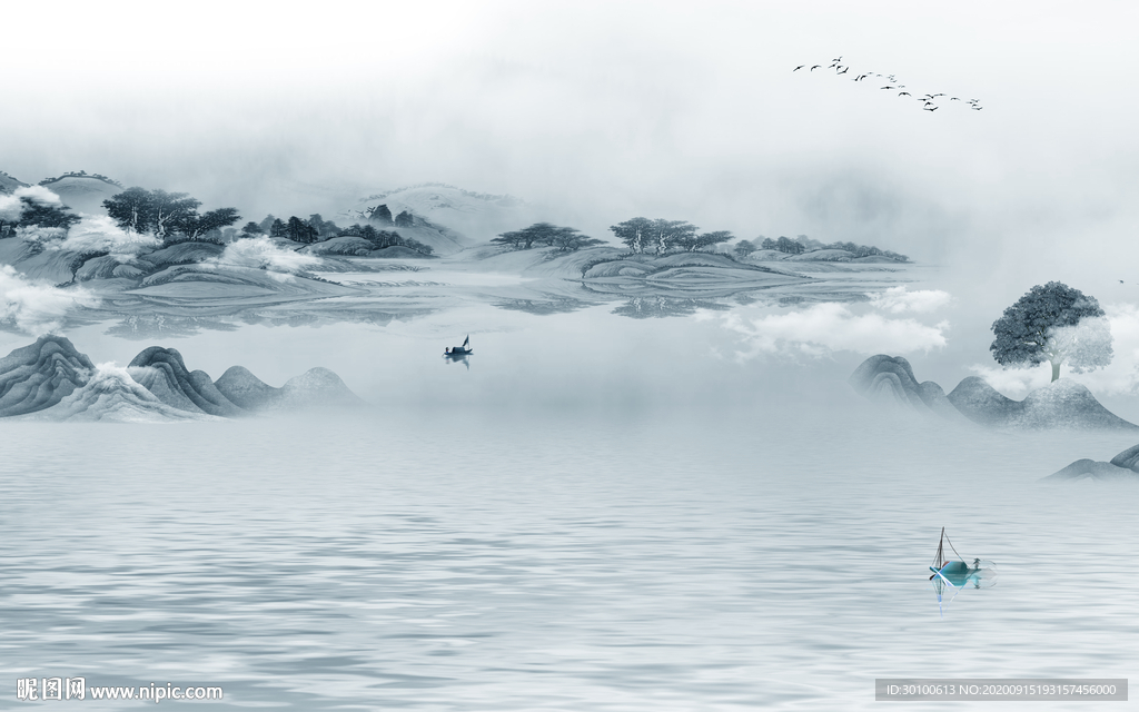 新中式山水意境新画 TIF分层