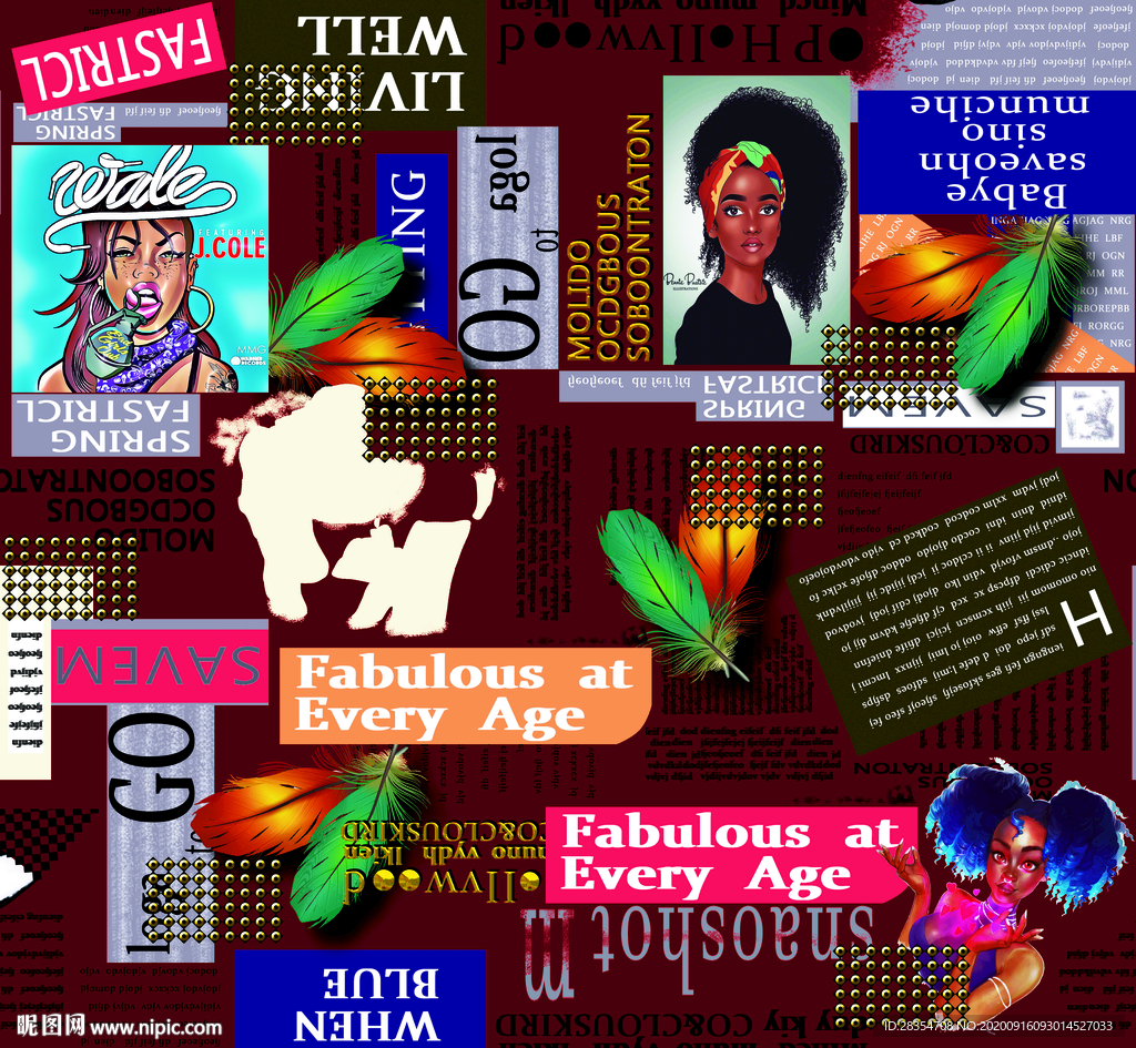 大牌 报纸 字母 卡通 羽毛