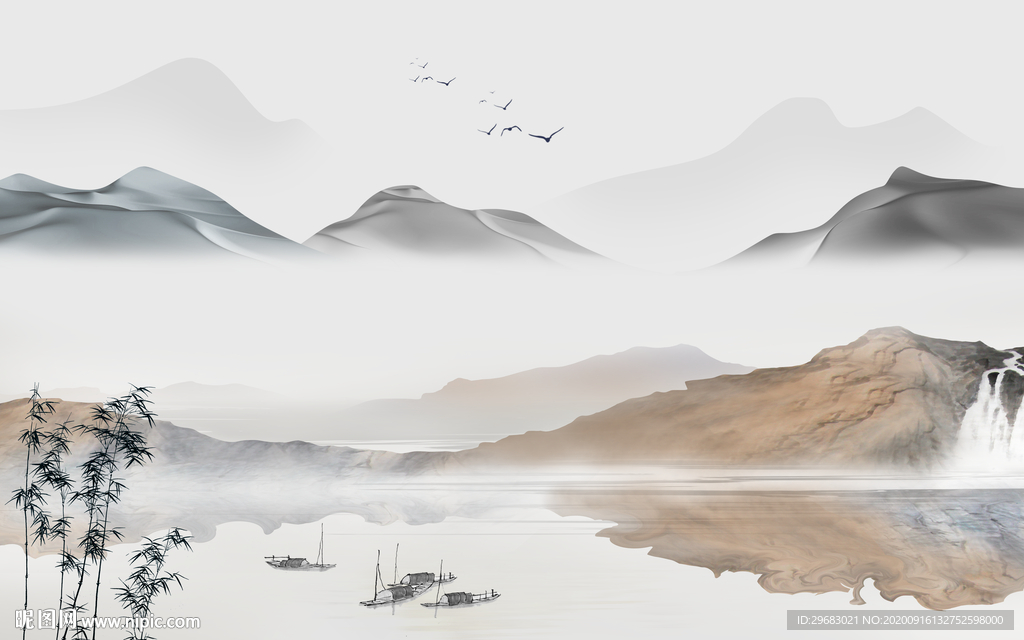 高清 意境山水新画 tif分层