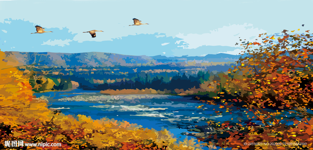 欧美油画风景画晚秋