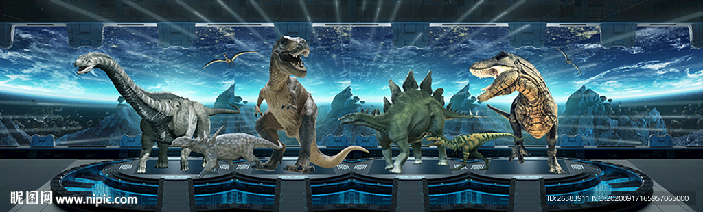 恐龙3D背景墙