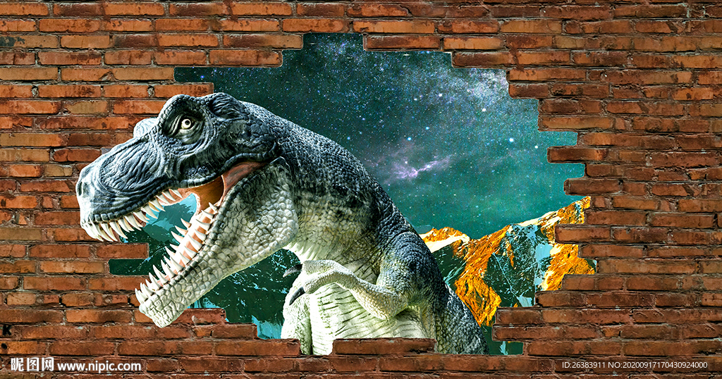 恐龙3D背景墙