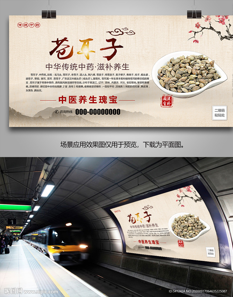 中药苍耳子灯箱海报展板挂画单页