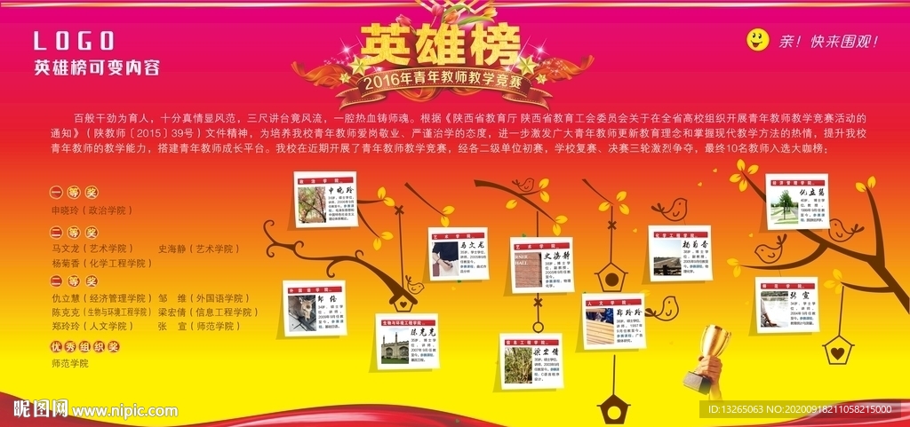 光荣榜 英雄榜 照片墙