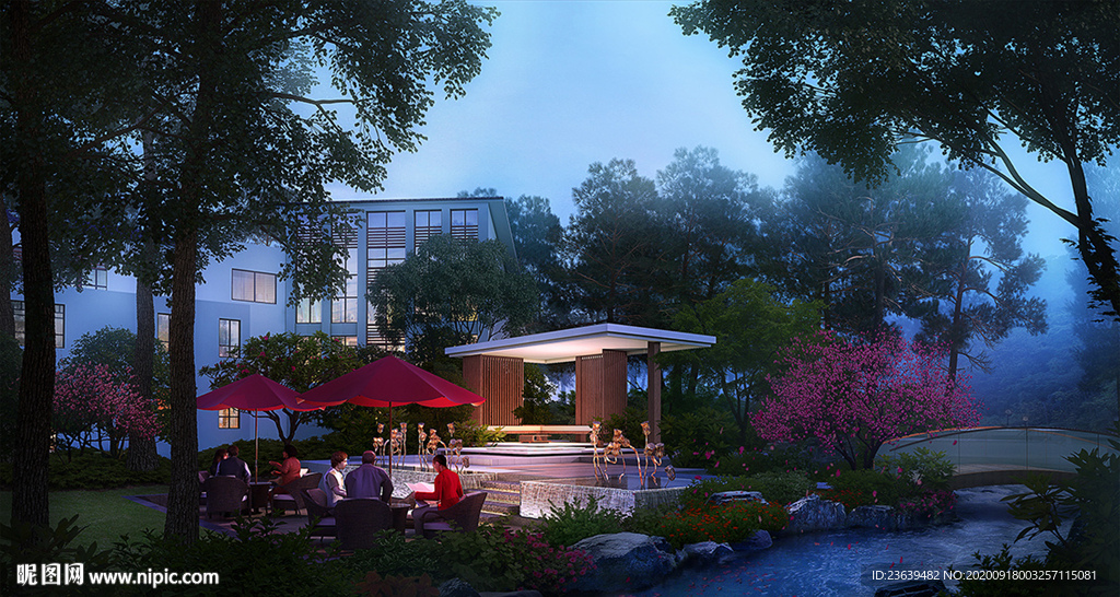 别墅住宅区景观效果图