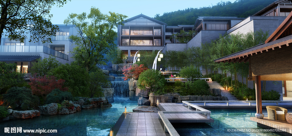 高档别墅区景观效果图