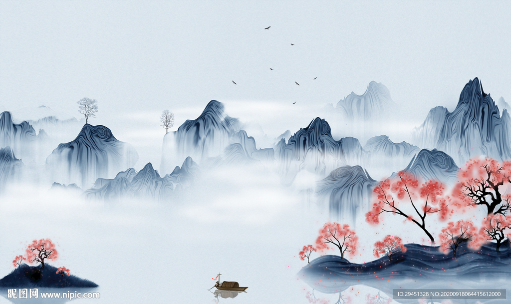 高档 热卖新山水画 tif分层