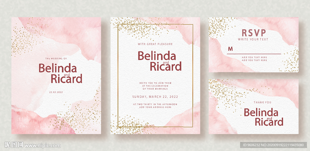 水彩婚礼迎宾水牌订婚宴背景海报