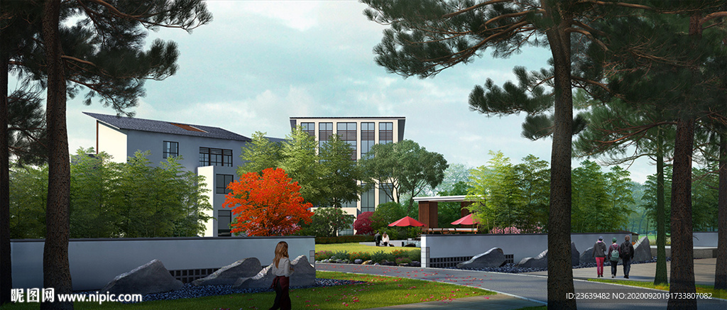 住宅区入口景墙效果图