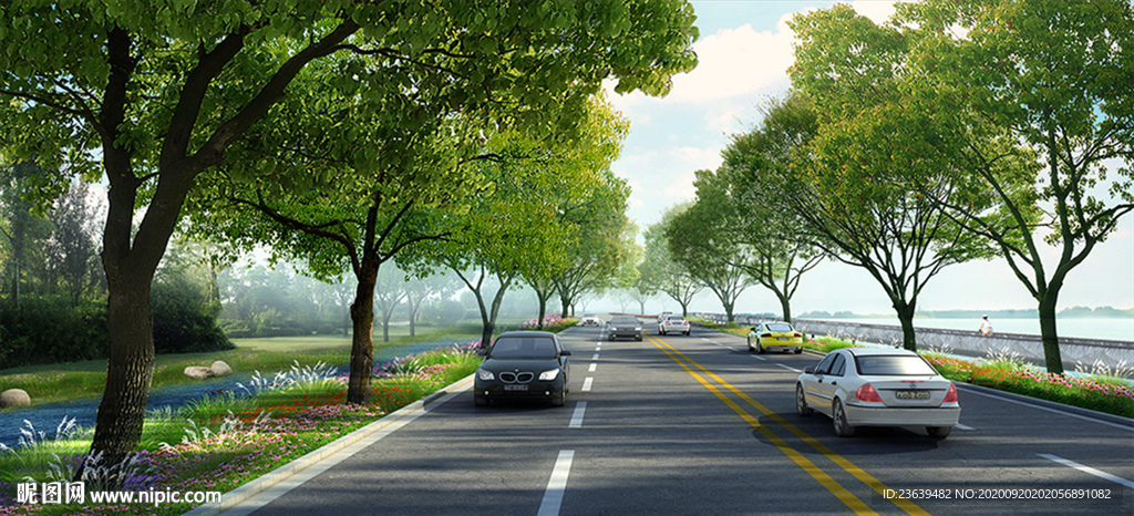 滨河道路景观改造效果图