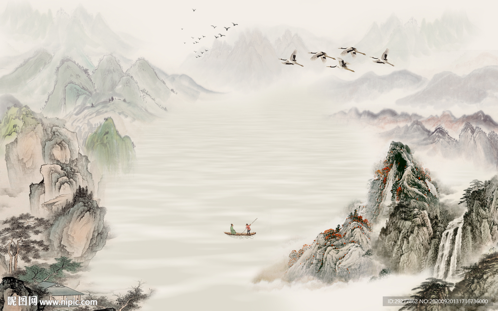 爆款新中式山水图 TIF分层