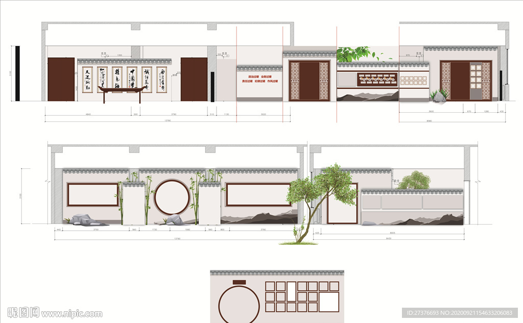 风景园林式整体展馆展墙矢量文件